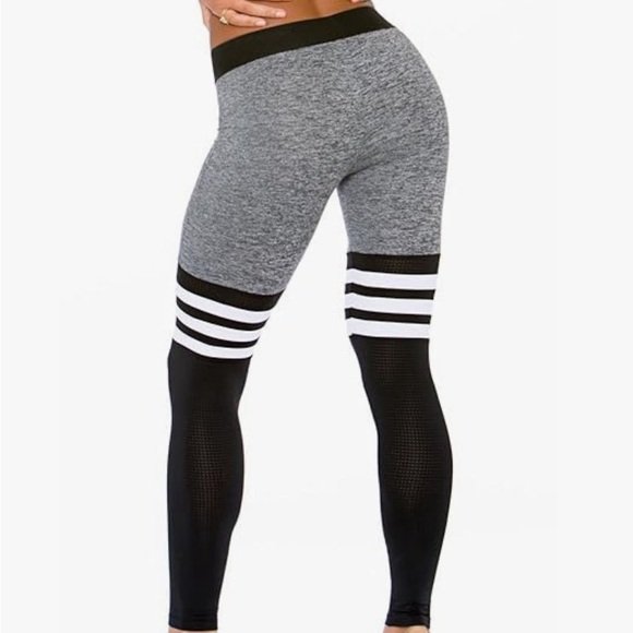 BOMBSHELL SPORTSWEAR BLACK HEATHER GREY THIGH HIGH LEGGINGS XS - Picture 3 of 9